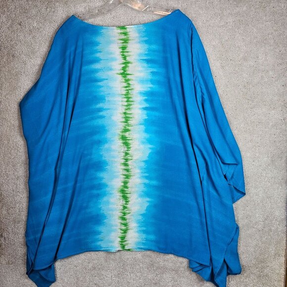 Quacker Factory Size 3X Top Lagenlook Boxy Tie Dye Cafton - Picture 3 of 4